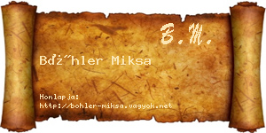 Böhler Miksa névjegykártya